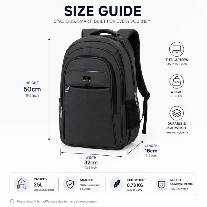 Urban Elite Multipurpose Tech Backpack – Sleek Charcoal Grey (50cm)