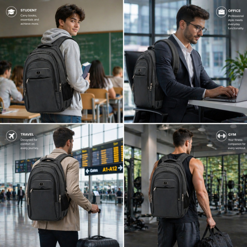 Urban Elite Multipurpose Tech Backpack – Sleek Charcoal Grey (50cm)