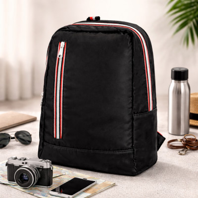 Urban Minimalist Student Backpack – Stealth Black (36cm)