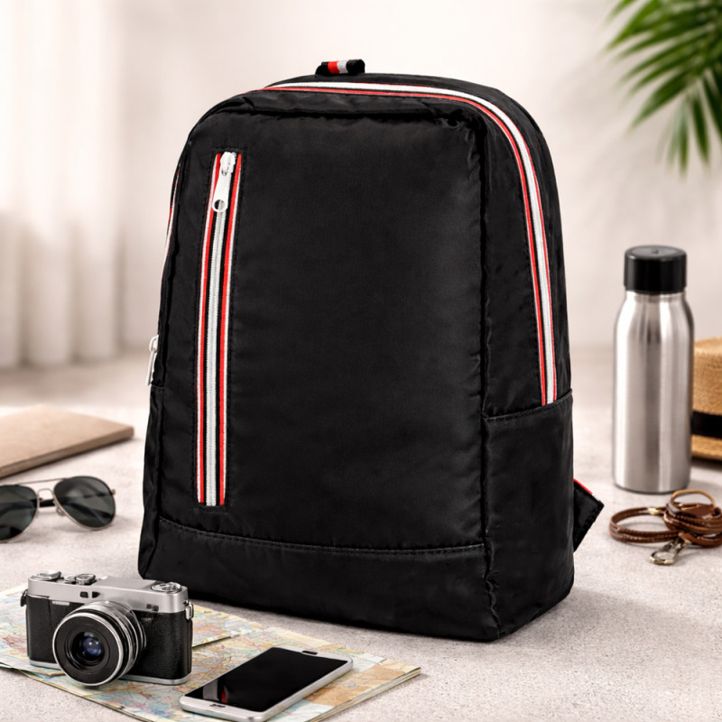 Urban Minimalist Student Backpack – Stealth Black (36cm)