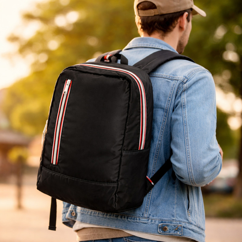 Urban Minimalist Student Backpack – Stealth Black (36cm)