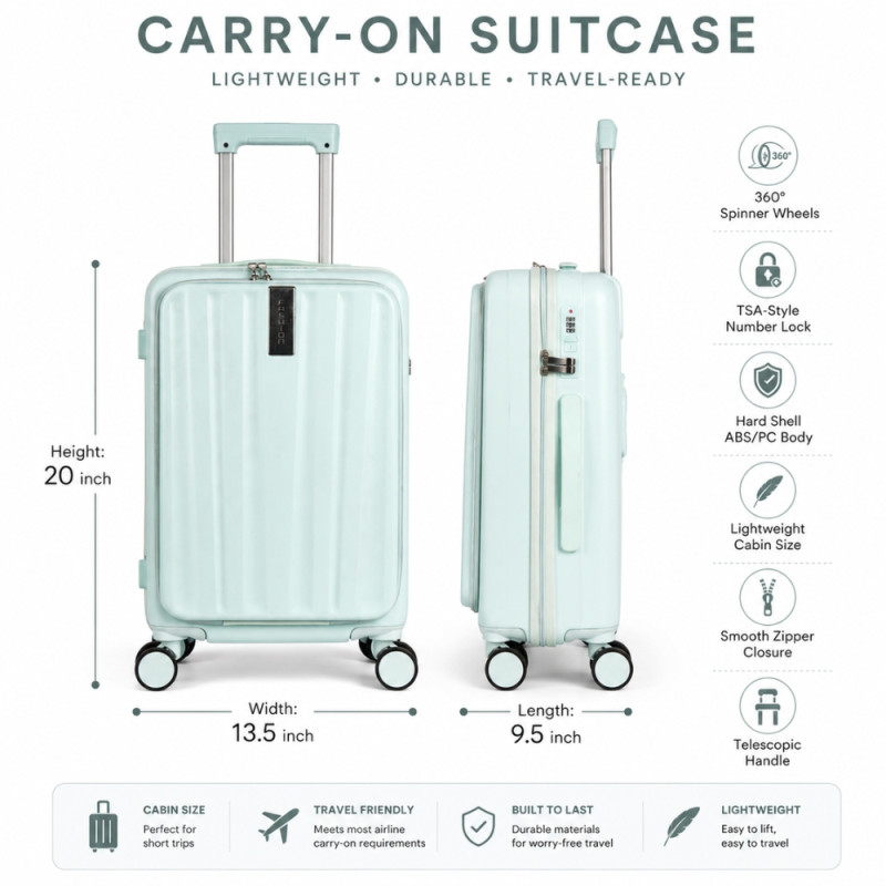 Fashion 20" Aqua Trolley - PVC Suitcase