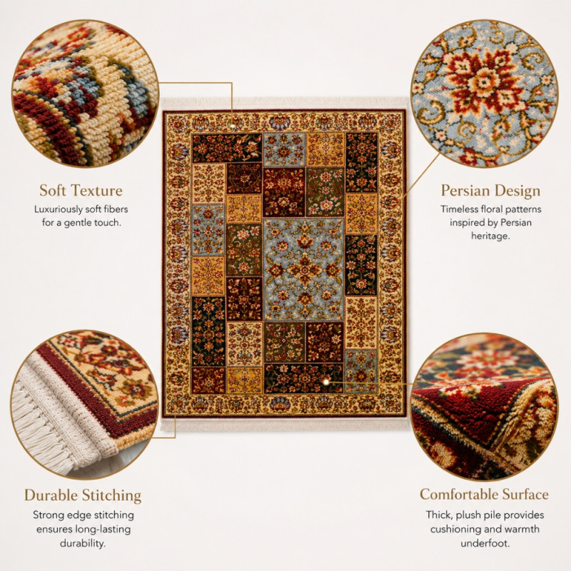 Premium Floor Rug/Carpet – multi color Non-Slip Design (200 x 160cm)