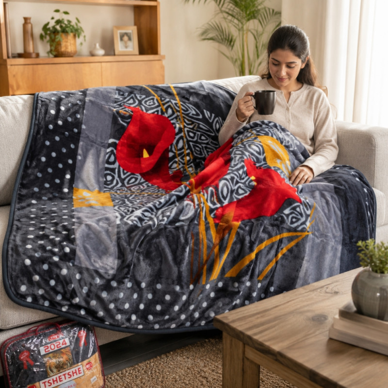 Elegant Softness TSHETSHE Blanket – Black (Queen)