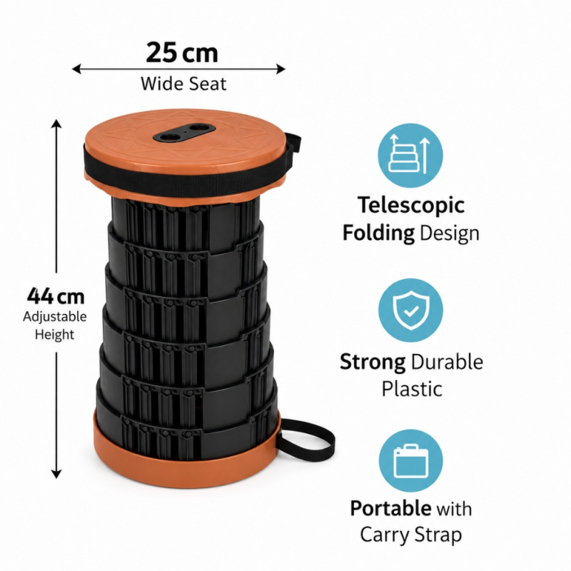 Professional Portable Foldable Telescopic Stool – Multi-Color Outdoor Seating (44cm)