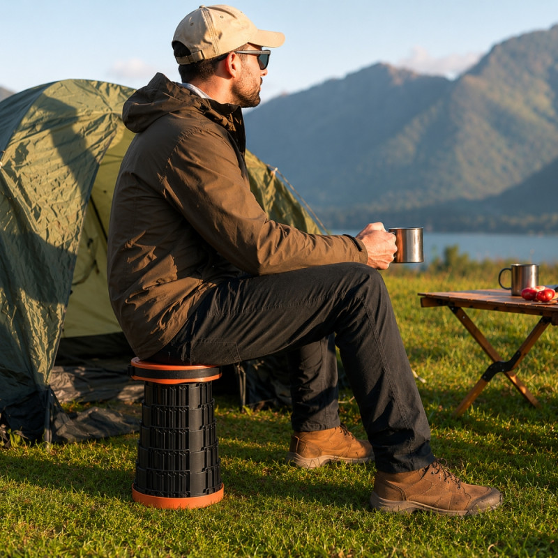 Professional Portable Foldable Telescopic Stool – Multi-Color Outdoor Seating (44cm)