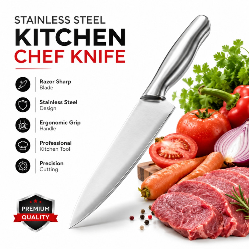 Professional Kitchen Knife Set – Silver Sharp Blades (30x4cm)