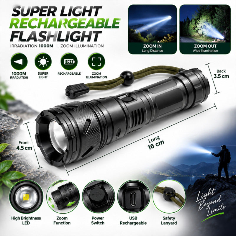 Super Light Rechargeable Flashlight