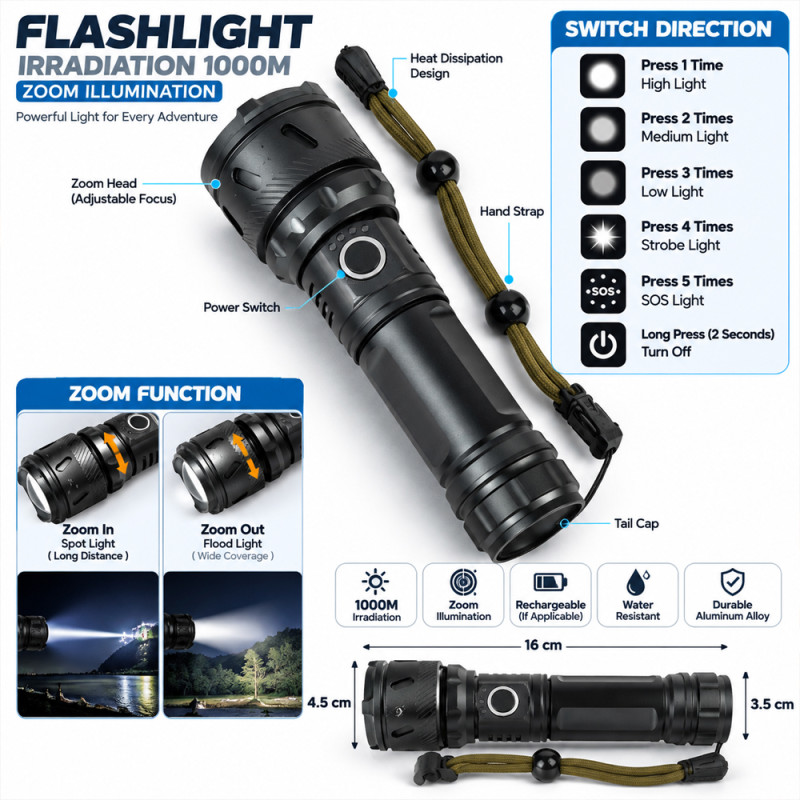 Super Light Rechargeable Flashlight
