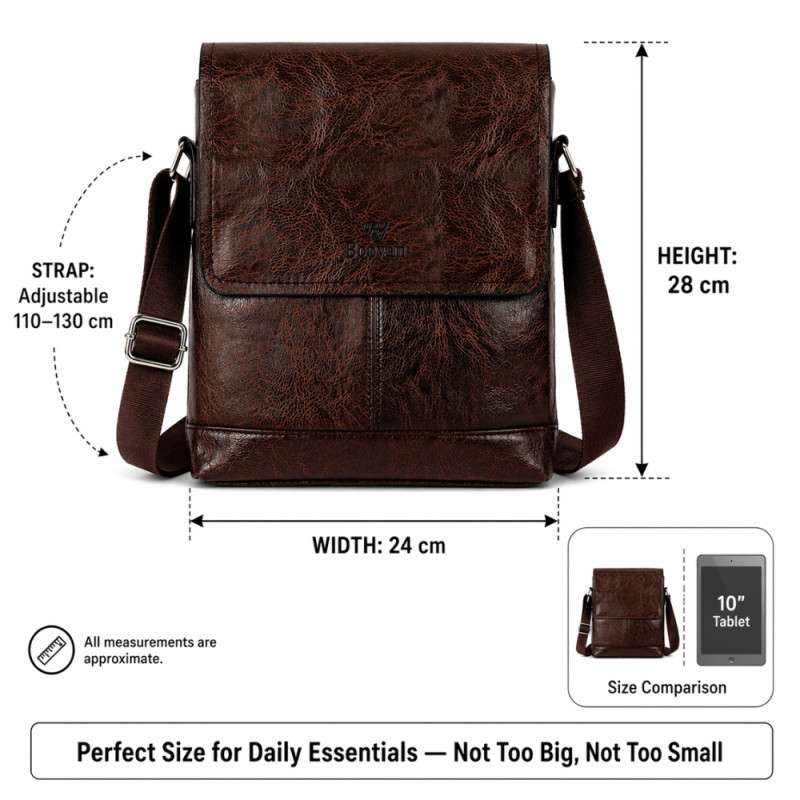 Men’s Classic Fashion Shoulder Bag – Heritage Brown (28cm)