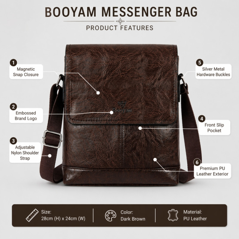 Men’s Classic Fashion Shoulder Bag – Heritage Brown (28cm)