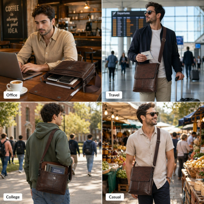 Men’s Classic Fashion Shoulder Bag – Heritage Brown (28cm)