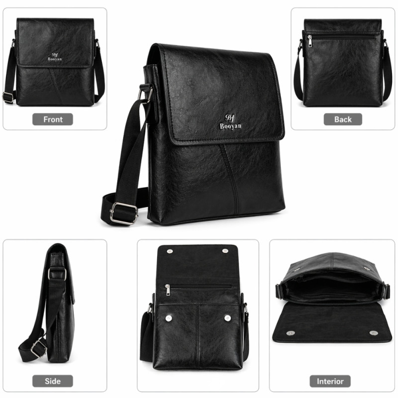 Men’s Executive Leather-Style Messenger Bag – Obsidian Black (27cm)
