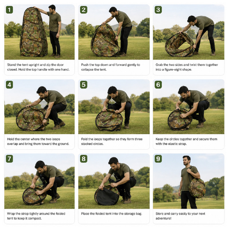 Outdoors Pop-Up Privacy Tent in Camouflage (120x120x190cm) – Green