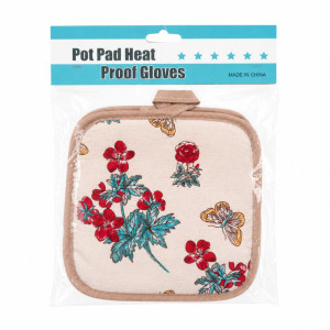 Floral & Butterfly Quilted Pot Holder – Beige/Brown (17x17cm) Floral & Butterfly Quilted Pot Holder – Beige/Brown (17x17cm)