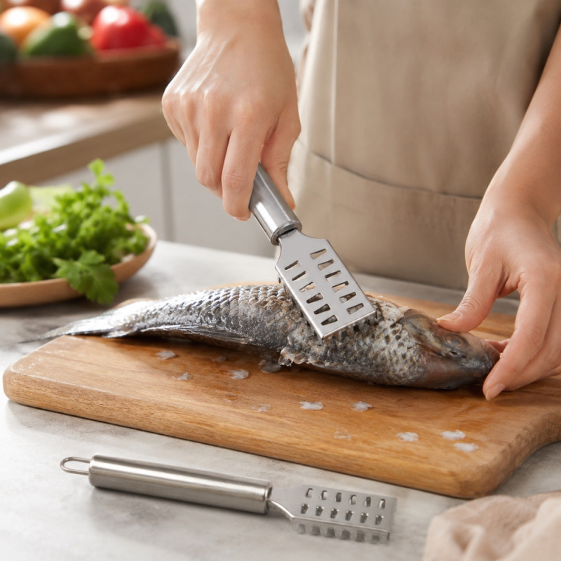Square Fish Scale Planing Tool – Silver (20x4cm)