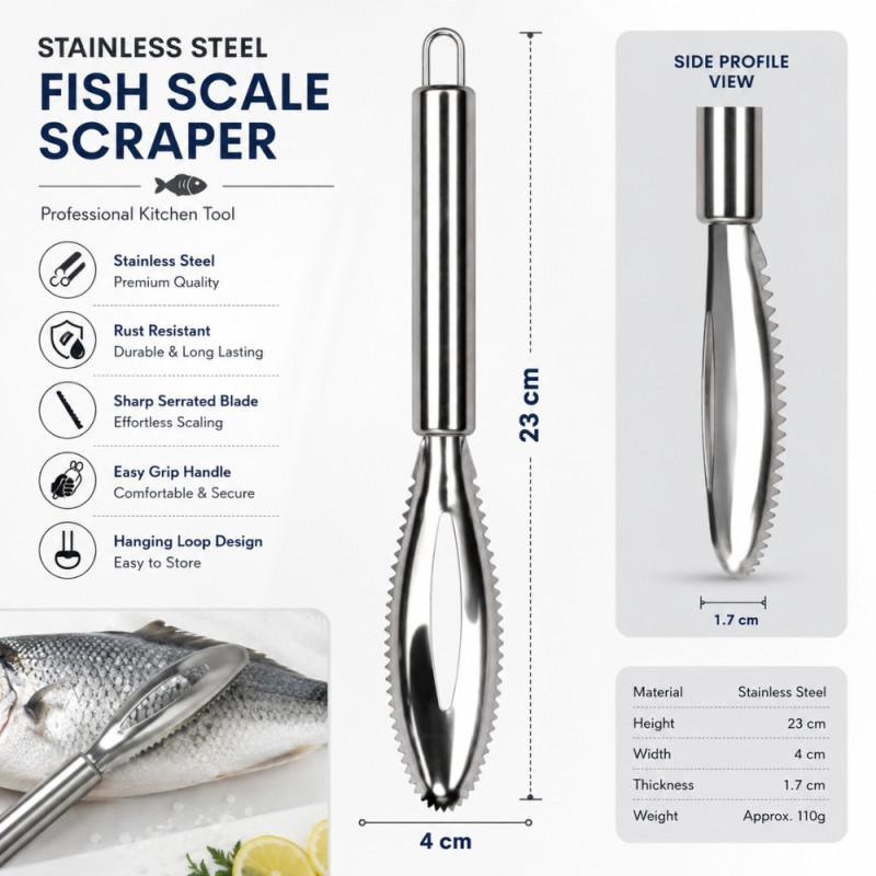 Premium Stainless Steel Kitchenware – Silver Durable Finish (23x4cm)