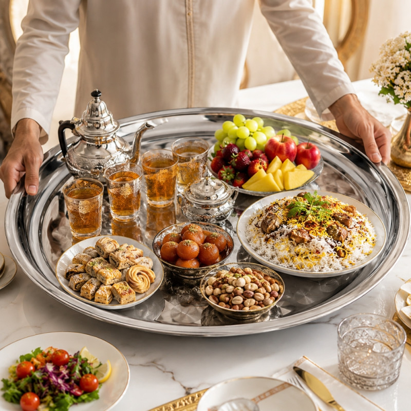 Stainless Steel Round Serving Tray – Mirror Polish silver (65 x 4cm)