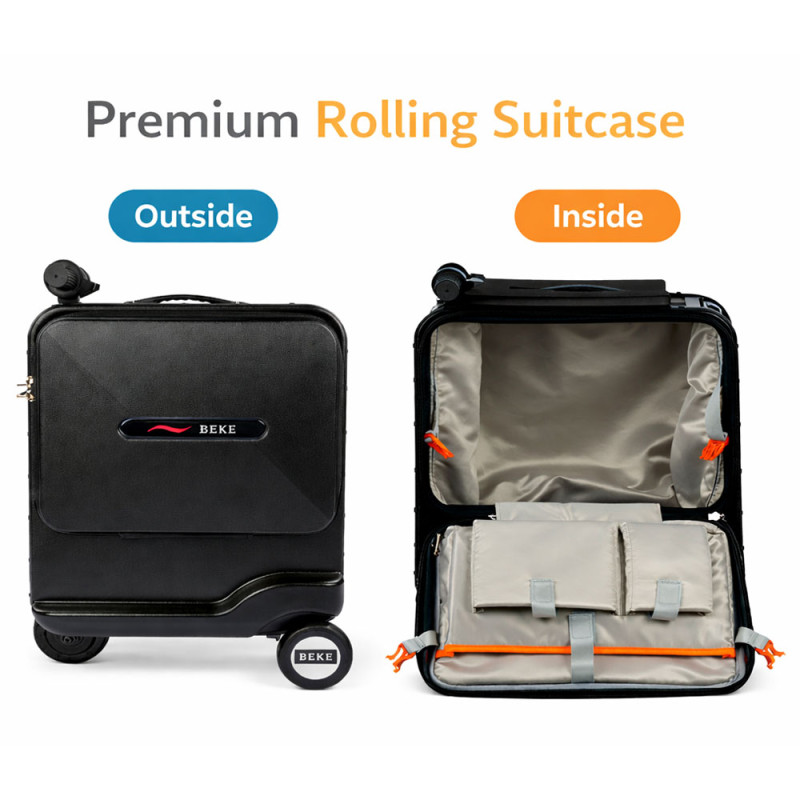 BEKE Premium 20-Inch Electric Ride-On Smart Trolley – Matte Black