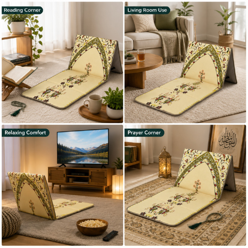 Premium Floor Rug/Carpet – Cream &amp; Olive Non-Slip Design (147 x 53.5 cm)