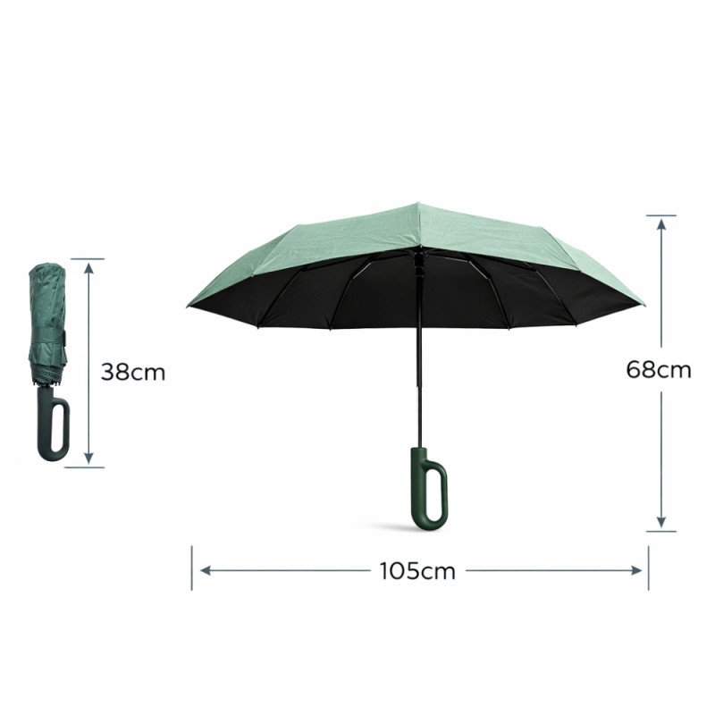 Travel Umbrella with a Ring Handle and Automatic Open/Close Mechanism – Azure