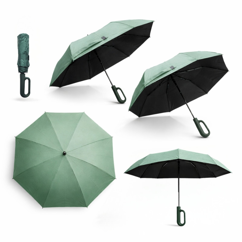 Travel Umbrella with a Ring Handle and Automatic Open/Close Mechanism – Azure