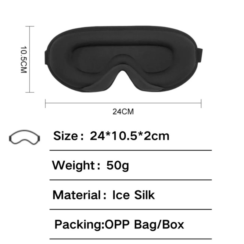 3D Contoured Memory Foam Sleep Mask Set – Gray with Earplugs (24cm)