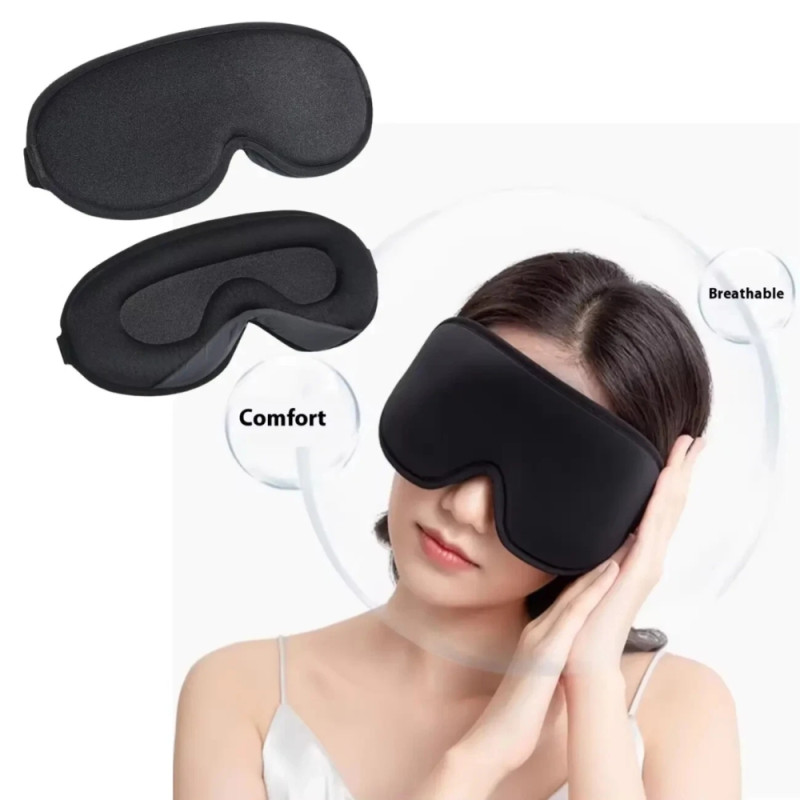 3D Contoured Memory Foam Sleep Mask Set – Gray with Earplugs (24cm)