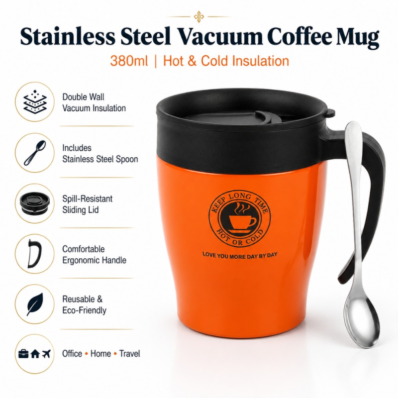 Elegant Ceramic Mug/Cup Set – Orange .Black Premium Finish (11.5x9.5cm)