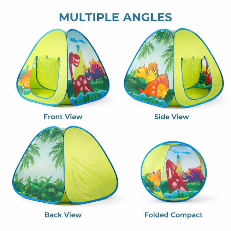 Kids Dino-Adventure Pop-Up Play Tent – Vibrant Lime Prehistoric Edition (80 x 70cm)