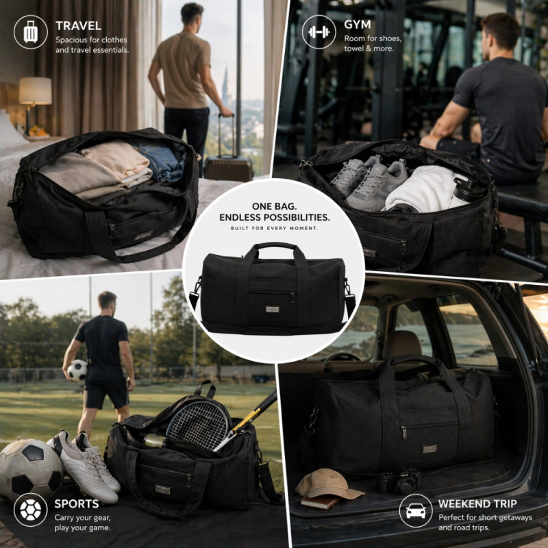 Men’s Executive Travel Duffel – Stealth Black (60cm)