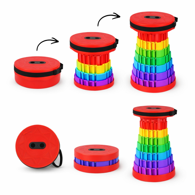 Portable Foldable Telescoping Camping Stool – Multi color Outdoor Seating (44 x 25cm)