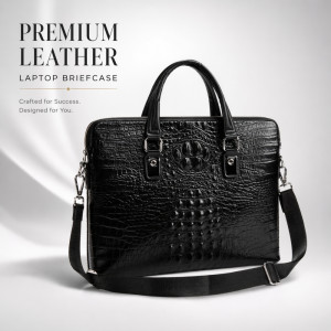 Men’s Executive Professional Briefcase – Embossed Crocodile Texture (38cm) Men’s Executive Professional Briefcase – Embossed Crocodile Texture (38cm)
