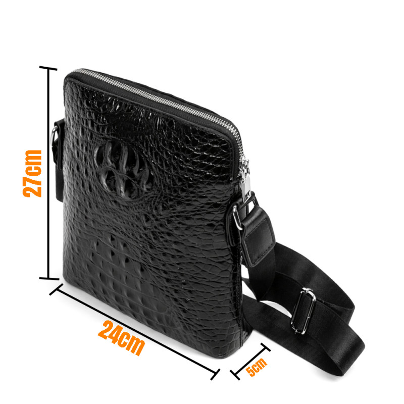 Premium Embossed Crocodile Texture Men's Crossbody Messenger Bag