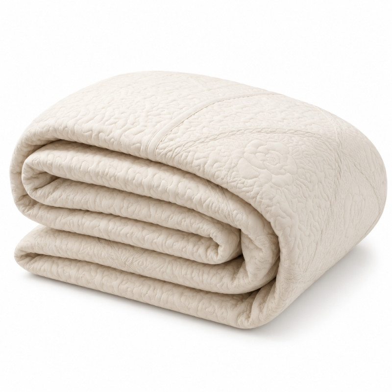 Luxury Quilted Mattress Topper, Breathable Microfiber & Cotton Fill, Ivory, 290 x 260cm