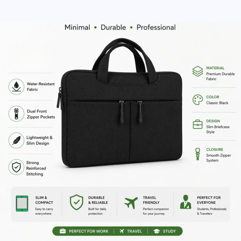 Urban Elite Slim Laptop Sleeve – Stealth Black (30cm)
