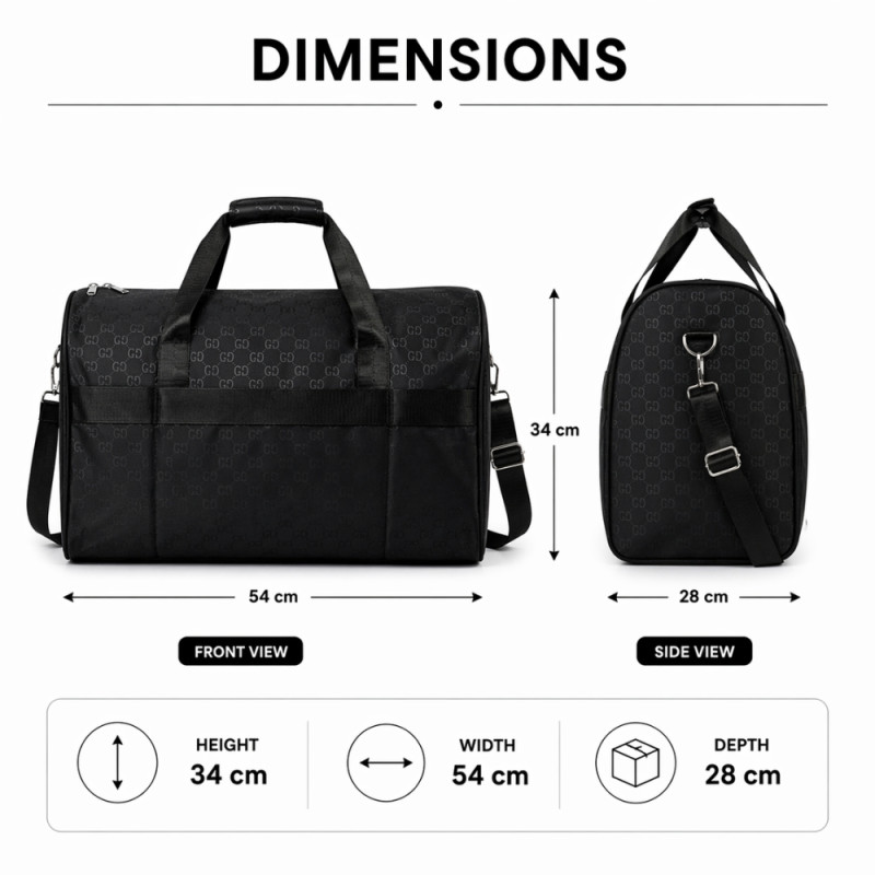 Luxury Nylon Travel Duffel – Stealth Black (54cm)