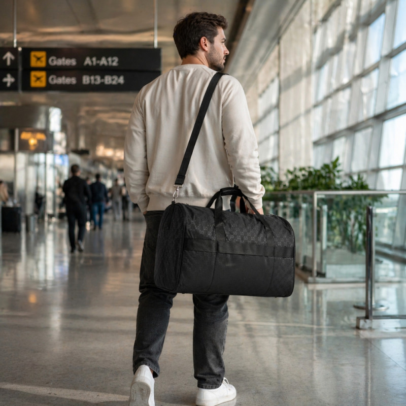 Luxury Nylon Travel Duffel – Stealth Black (54cm)