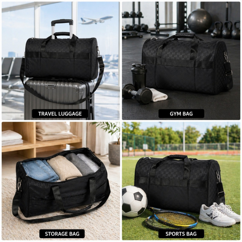 Luxury Nylon Travel Duffel – Stealth Black (54cm)