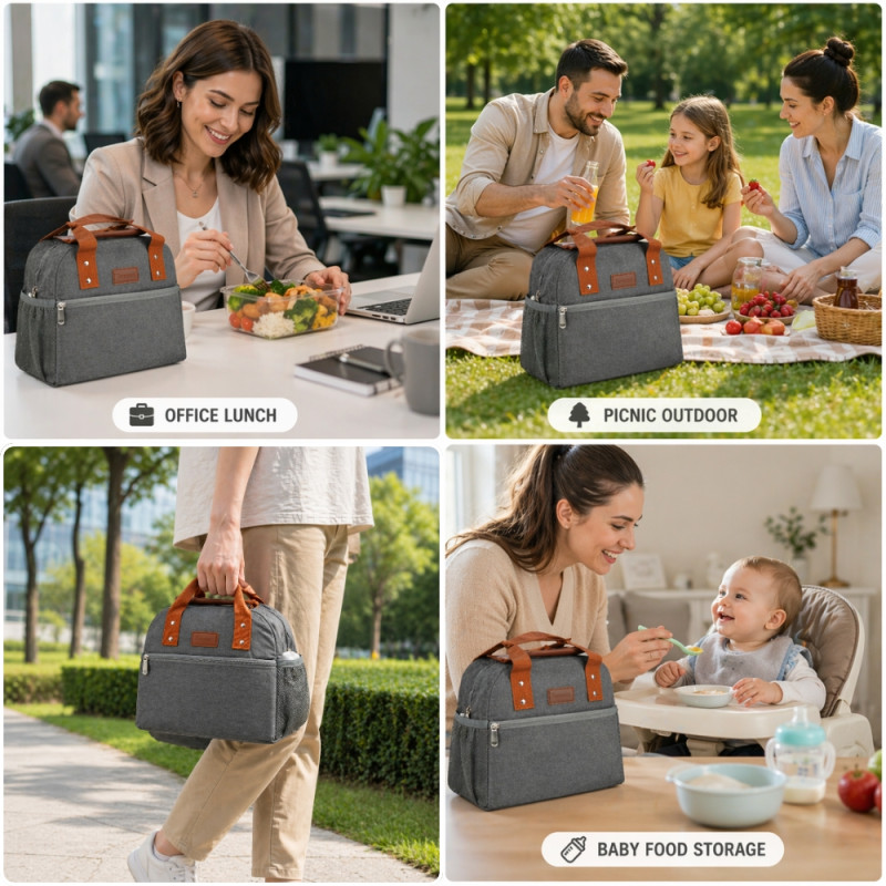 Professional Insulated Lunch Bag – Sleek Granite Grey (27cm)