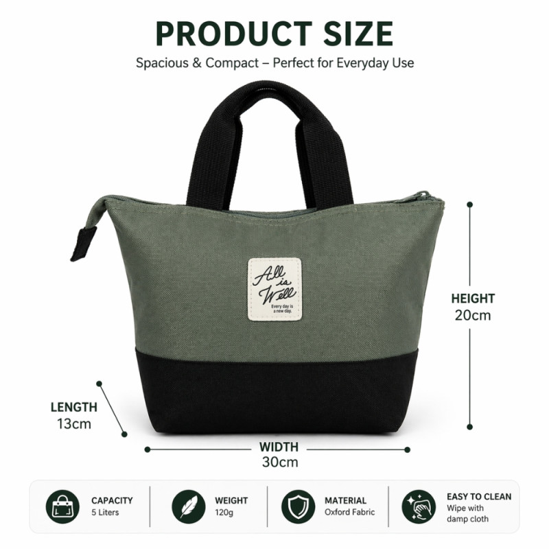 Professional Insulated Lunch Tote – Rugged Olive & Black (30cm)