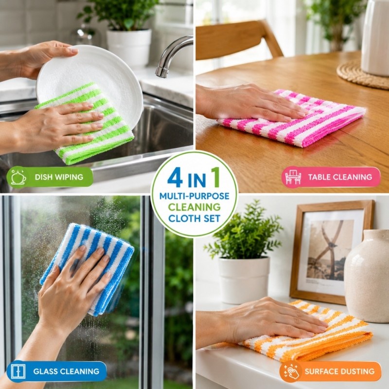 Disruptive set of four premium microfiber cleaning cloths – Multi Color (4PCS)