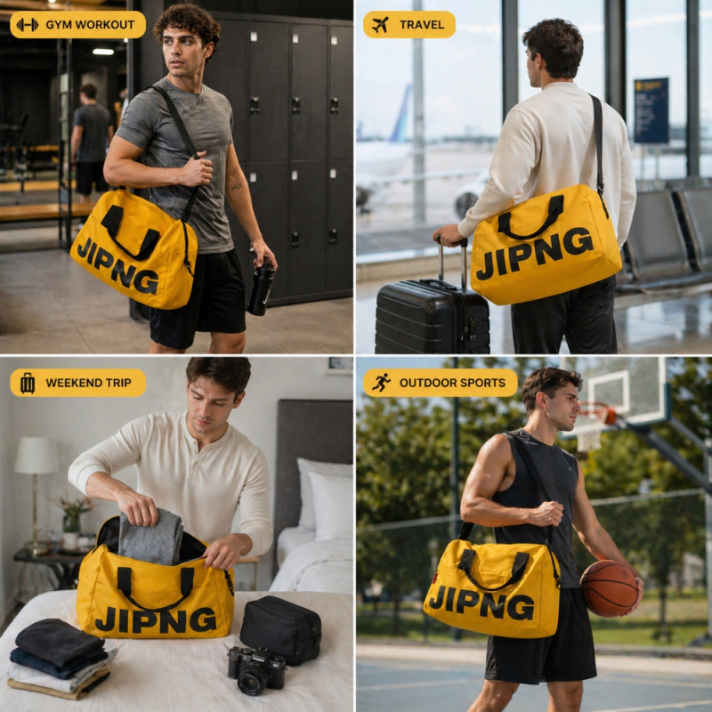 Practical Travel Duffel – Vibrant Yellow & Black (49cm)
