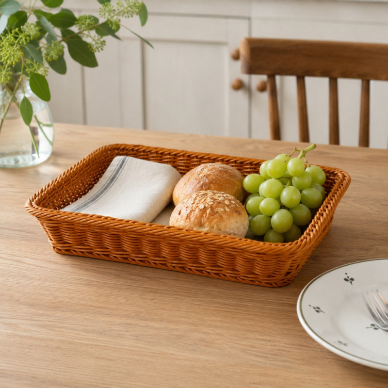 Rectangular Woven Storage Basket – Natural (H-7cm X W-30cm X L-40cm)