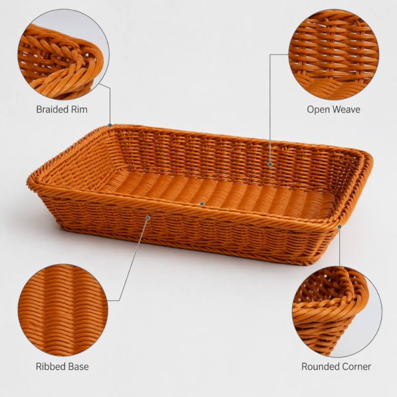 Rectangular Woven Storage Basket – Natural (H-7cm X W-30cm X L-40cm)