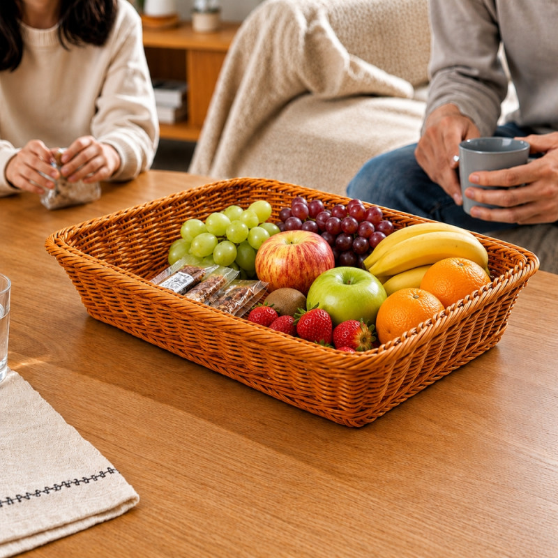 Rectangular Woven Storage Basket – Natural (H-7cm X W-30cm X L-40cm)