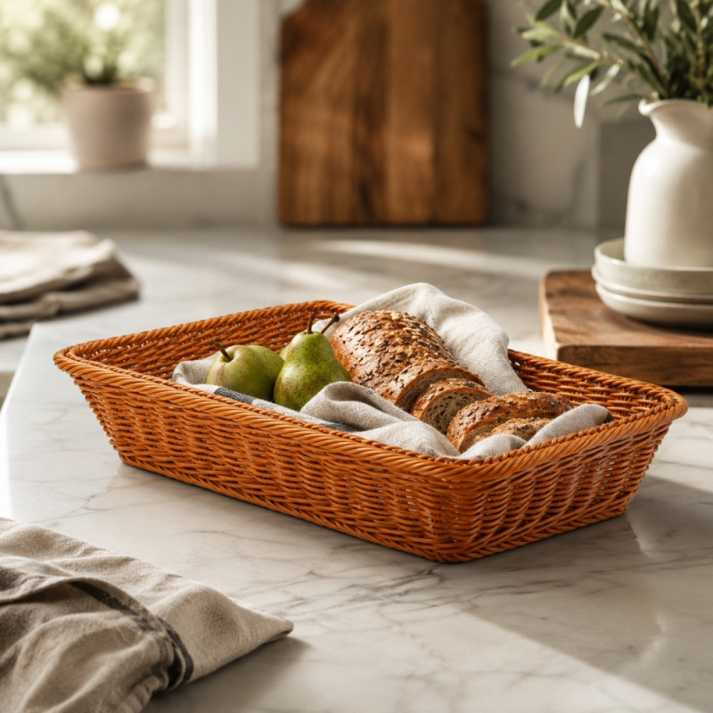 Rectangular Woven Storage Basket – Natural (H-7cm X W-30cm X L-40cm)