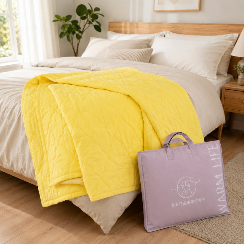 Quilted Yellow Blanket - King Size