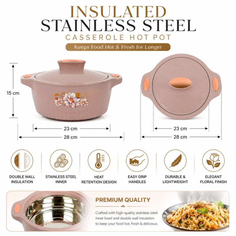 Premium Stainless Steel Kitchenware – Salmon Durable Finish (15x28cm)