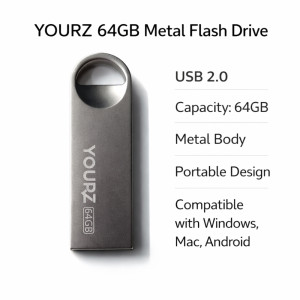 Yourz U9 64GB Metal Flash Drive with a Swivel Cap Design – Silver Yourz U9 64GB Metal Flash Drive with a Swivel Cap Design – Silver